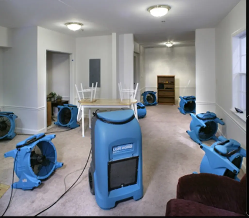 Air movers and dehumidifier setup for Water Extraction & Removal in Scottsburg